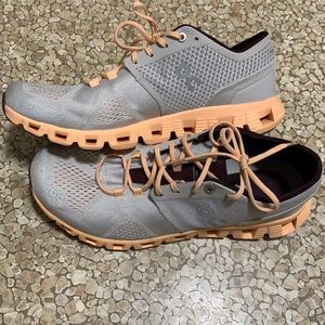 On Running shoe, worn once outside before I realized they were too big